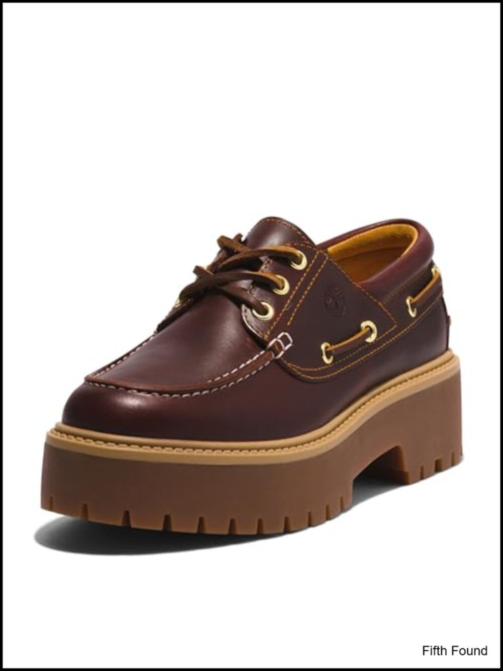 Timberland Leather Platform Boat Shoe Lace-Up Cushioned Casual